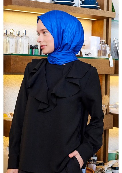 Ipeksi Jakar Lisa Şal Zikzak Desen - Saks Mavi modelleri