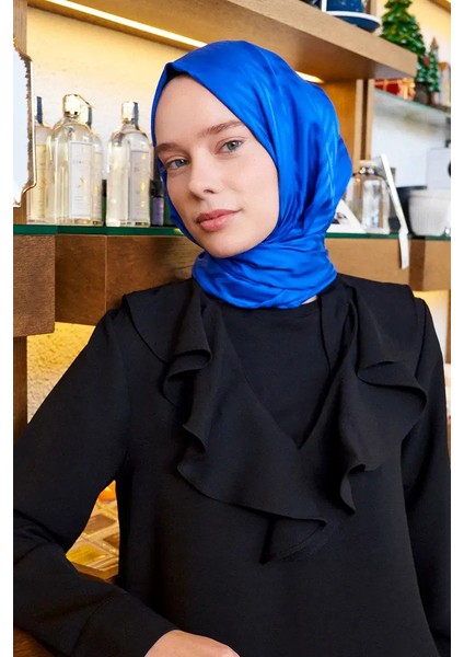 Ipeksi Jakar Lisa Şal Zikzak Desen - Saks Mavi fırsatları