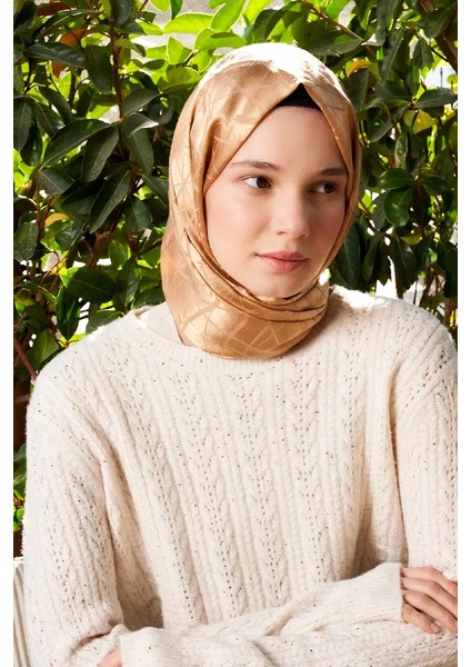 Ipeksi Jakar Italyan Şal Çizgi Desen - Bal Rengi