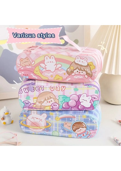 Diğer Stil Threetwo Katmanlar Kalem Kutusu Sevimli Kawaii Kırtasiye Kalem Çantası Saklama Çantası Kız Kız Okul Öğrencileri Için Organizatör Malzemeleri (Yurt Dışından) fırsatları