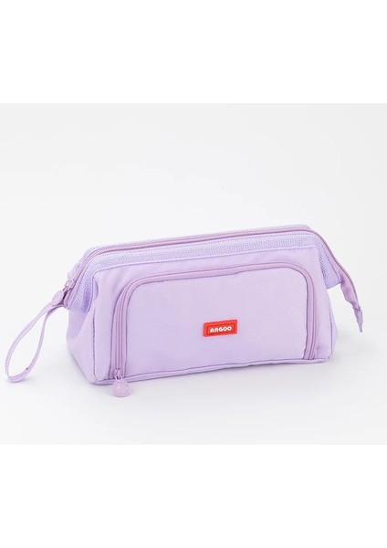 Mor Tarzı Angoo Sevimli Kalem Kutusu Özel Macaron Renk Yan Pencere Tuval Büyük Kalem Çantası Kalem Kutusu Saklama Çantası Öğrenci Okul Kırtasiye (Yurt Dışından)