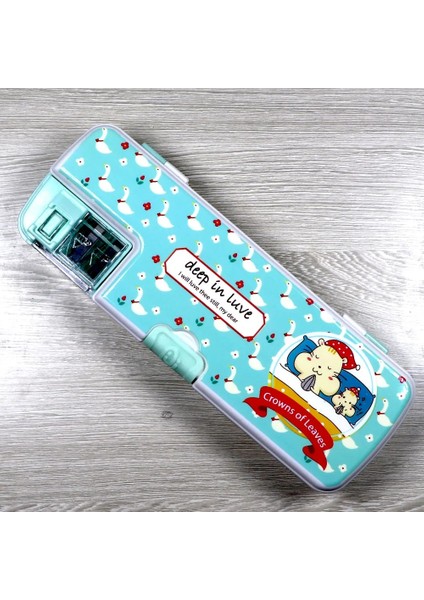 Yeşil Tarzı Okul Çocukları Için Kırtasiye Malzemeleri Için Kalemtıraşlı Iki Çift Katmanlı Kalem Kutusu Içeren Yaratıcı Çok Işlevli Kalem Kutusu (Yurt Dışından)