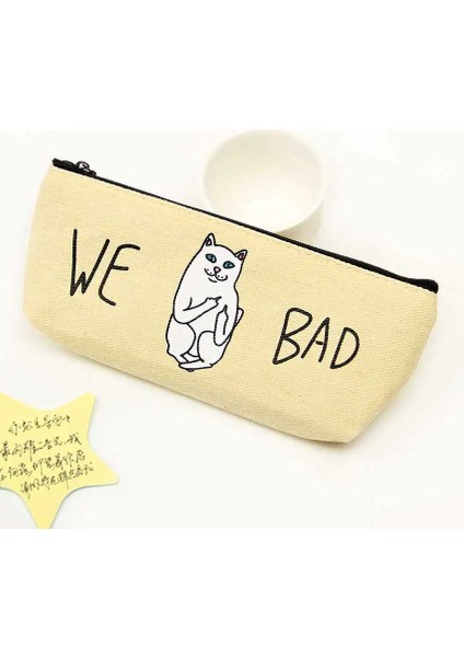 Bej Tarzı 1 Adet Büyük Kapasiteli Tuval Kalem Kutusu Sevimli Kawaii Kedi Kalem Çantası Kalem Kutusu Ofis Okul Malzemeleri Kırtasiye Hediye (Yurt Dışından)