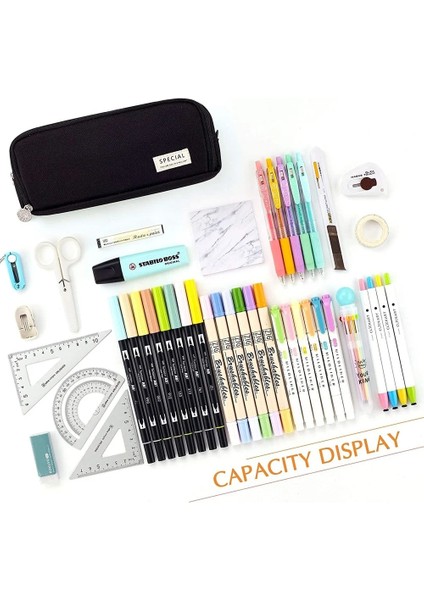 Mavi Stil Kawaii Kalem Kutusu Büyük Uzay 3 Bölmeli Kalem Çantası Çift Taraflı Açılan Öğrenci Kırtasiye Masa Düzenleyici Okul Malzemeleri (Yurt Dışından) fırsatları