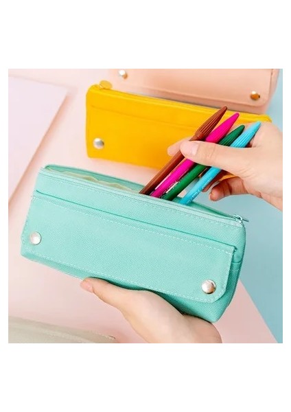 As-2 Stili Öğrenci Kırtasiye Kutusu Yüksek Elastik Oxford Kumaş Düz Renkli Kalem Kutusu Basit Ters Merdiven Kalem Kutusu (Yurt Dışından) fiyatları