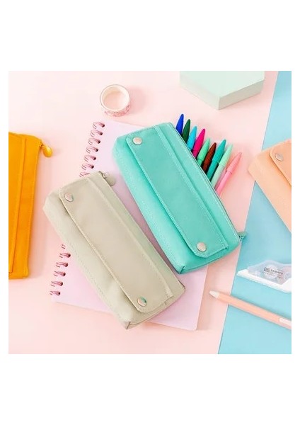 As-2 Stili Öğrenci Kırtasiye Kutusu Yüksek Elastik Oxford Kumaş Düz Renkli Kalem Kutusu Basit Ters Merdiven Kalem Kutusu (Yurt Dışından) fırsatları