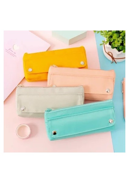 As-2 Stili Öğrenci Kırtasiye Kutusu Yüksek Elastik Oxford Kumaş Düz Renkli Kalem Kutusu Basit Ters Merdiven Kalem Kutusu (Yurt Dışından) indirimleri