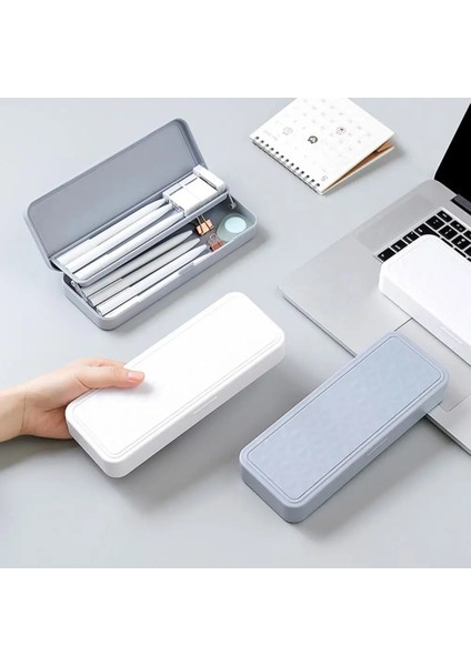 Beyaz Stil Öğrenci Için Kırtasiye Kutusu Çift Katmanlı Büyük Kapasiteli Taşınabilir Çift Katmanlı Kalem Kutusu Kutusu (Yurt Dışından) modelleri