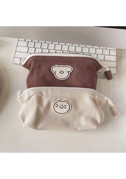 Küçük Bej Tarzı Tuval Öğrenci Büyük Kalem Kutusu Kılıfı Karikatür Köpek Kalem Kutuları Büyük Taşınabilir Kawaii Kalem Çantası Okul Saklama Çantası Kırtasiye (Yurt Dışından) modelleri