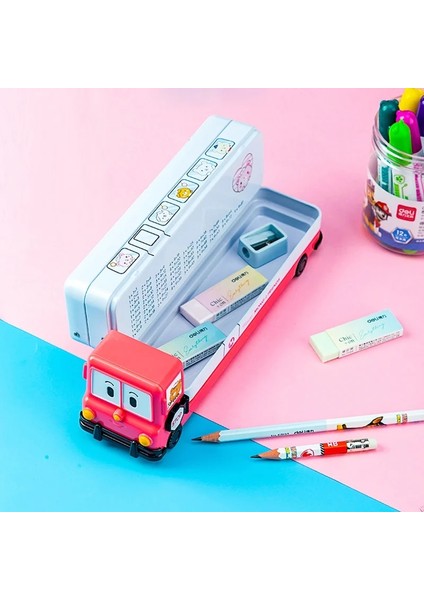 Pembe Tarzı Çocuklar Metal Araba Otobüs Kalem Kutusu ile Kalemtıraş Çocuk Kalem Kutusu Kasa Çanta Karikatür Okul Kırtasiye C15 D20 Brc (Yurt Dışından) fiyatları