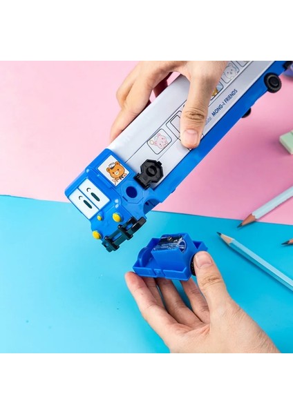 Pembe Tarzı Çocuklar Metal Araba Otobüs Kalem Kutusu ile Kalemtıraş Çocuk Kalem Kutusu Kasa Çanta Karikatür Okul Kırtasiye C15 D20 Brc (Yurt Dışından) indirimleri