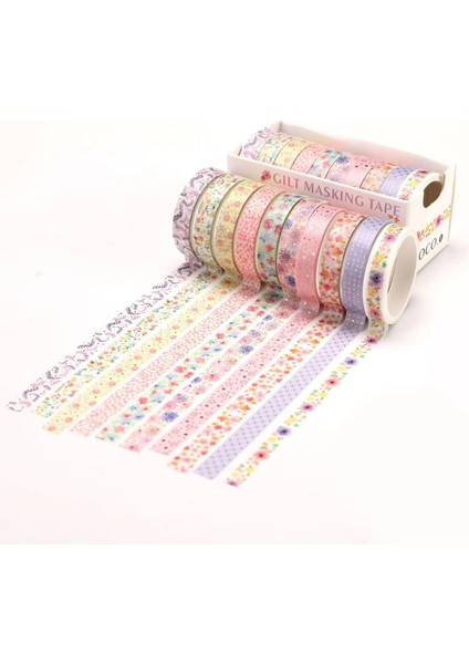 Çiçek Stili 10ROLLSBOX Washi Bant Seti Güzel Ince Dergisi Günlüğü Fotoğraf Albümü Karalama Defteri Maskeleme Bantları Bronzlaştırıcı Japon Etiket Kaynağı (Yurt Dışından)