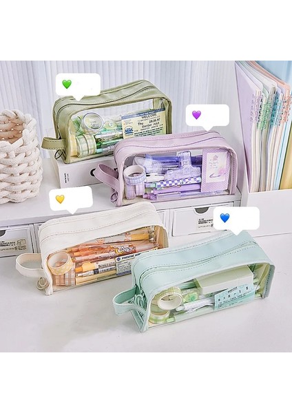 Mor Tarzı Sadelik Kalem Kutusu Düz Renk Kore Moda Kalem Çantası Şeffaf Görünür Yüksek Kapasiteli Kırtasiye Saklama Çantası Öğrenci (Yurt Dışından) fiyatları