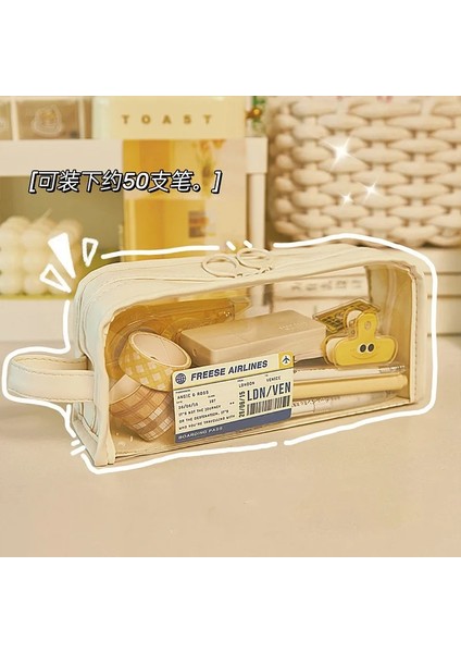 Mor Tarzı Sadelik Kalem Kutusu Düz Renk Kore Moda Kalem Çantası Şeffaf Görünür Yüksek Kapasiteli Kırtasiye Saklama Çantası Öğrenci (Yurt Dışından) indirimleri