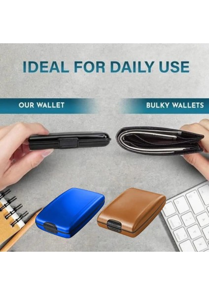 Gümüş Tarzı Kart Kutusu Toz Geçirmez Su Geçirmez Mini Büyük Kapasiteli Hırsızlığa Karşı Koruyucu Alüminyum Alaşımlı Cep Dış Mekan Için Kredi Kartı Tutucu (Yurt Dışından) indirimleri