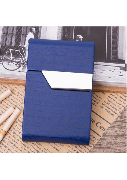 Mavi Stil Lazer Kazınmış Logo Lüks Pu Alüminyum Kart Sahibinin Kadın Erkek Metal Kredi Kartı Kartvizit Sahipleri Organizatör Çanta Cüzdan (Yurt Dışından)