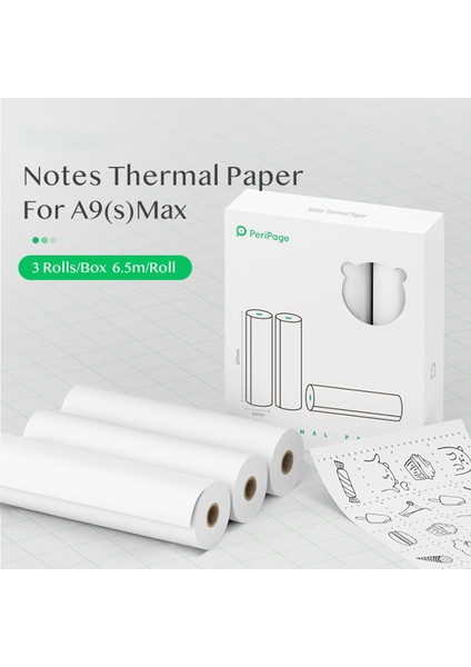 1 Stili Yazın 3 Rulo Peripage Termal Kağıt Rulosu Bpa Içermeyen Yapışkan Olmayan, Peripage A9 MAXA9S Max Için Makbuz Baskı Kağıdı (Yurt Dışından)