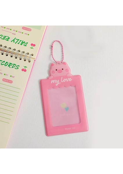 Pembe Tarzı Sevimli Karikatür Hayvan Fotocard Tutucu Anahtarlık ile Kpop Idol Fotoğraf Kol Güzel Ayı Öğrenci Kımlık Kartı Tutucu Okul Kırtasiye (Yurt Dışından)