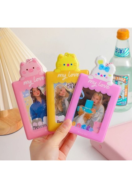 Pembe Tarzı Sevimli Karikatür Hayvan Fotocard Tutucu Anahtarlık ile Kpop Idol Fotoğraf Kol Güzel Ayı Öğrenci Kımlık Kartı Tutucu Okul Kırtasiye (Yurt Dışından) fiyatları
