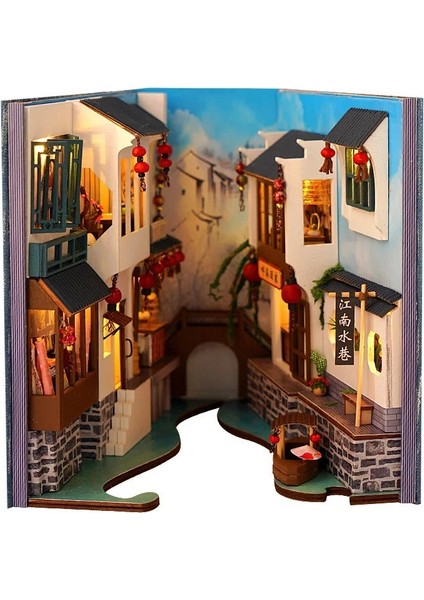 TC10 Tarzı Diy Ahşap Kitap Köşesi Raf Ekleme Minyatür Yapı Seti Deniz Evi Casa Kitaplık Montaj Bookend Yetişkinler Için Kız Doğum Günü Hediyesi (Yurt Dışından)