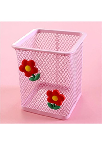 Şeftali Tarzı K Metal Kalemlik Ofis Organizatör Kozmetik Kare Kalem Kalem Standı Tutucular Kırtasiye Konteyner Ofis Okul Malzemeleri (Yurt Dışından) modelleri