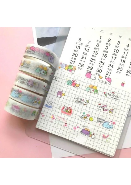 Rastgele Tasarım Stili Et Sevimli Japon Anime Sumikko Gurashi Buzlu Washi Bant Seti Kawaii Tasarımcı Maskeleme Bantları Okul Ofis Kırtasiye (Yurt Dışından)