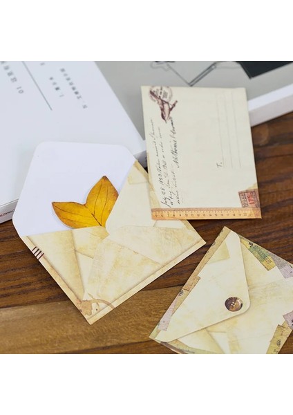 (12 Adet) Vintage Mini Zarf Avrupa Tarzı Zarf Mesaj Kartı Mektubu Sabit Saklama Kağıdı Hediye Zarfları Seti (Yurt Dışından)