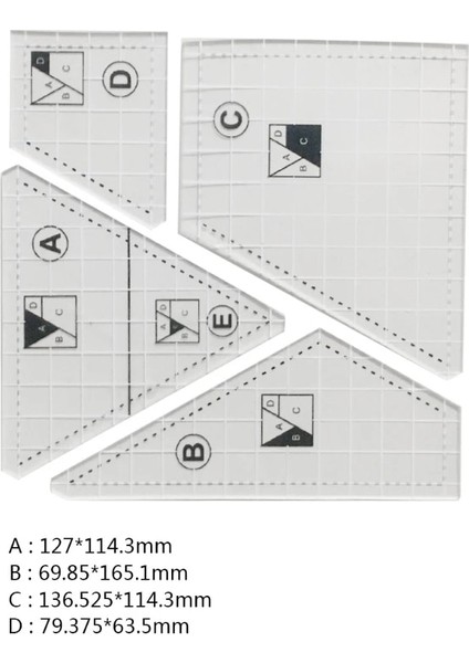 11JJ300645-B Stili Çok Fonksiyonlu Çılgın Yorgan 5 Şablon Seti Dikiş Şablonu Cetvel Çılgın Şablonlar Yorgan Cetvel Seti Ev Için 5'li Paket (Yurt Dışından) indirimleri