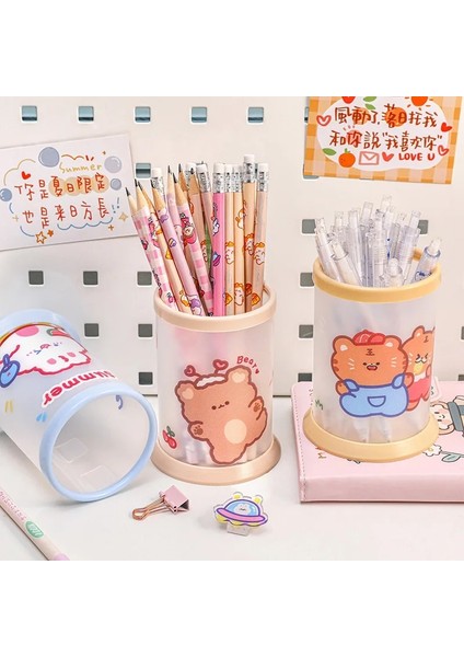 1 Adet-Kahverengi Tarzı Kawaii Şeffaf Akrilik Kalem Tutucu Masaüstü Organizatör Ins Yeni Moda Sevimli Ayı Tavşan Ofis Kırtasiye Kozmetik Saklama Kutusu (Yurt Dışından) fırsatları