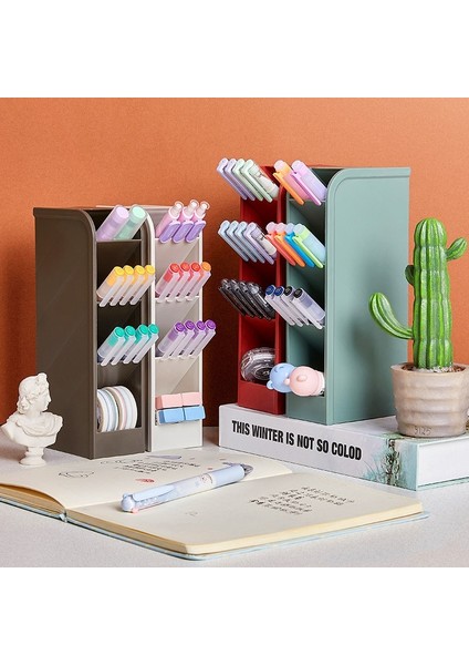 Yeşil Stil Yeni Varış Katı Coloroblique Ekleme 4 Izgara Kalemlik Yaratıcı Masa Üstü Organiser Makyaj Kalemleri Saklama Kutusu Okul Kırtasiye (Yurt Dışından) indirimleri