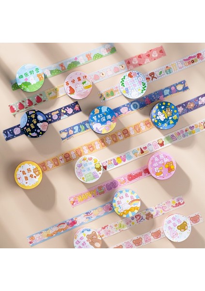 2-E Stili Kawaii Karikatür Washi Bant Sevimli Ayı Tavşan Için Dekoratif Etiket Scrapbooking Günlüğü Kitap Albümü Sanat Zanaat (Yurt Dışından) fiyatları