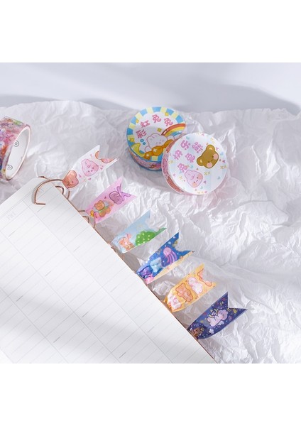 2-E Stili Kawaii Karikatür Washi Bant Sevimli Ayı Tavşan Için Dekoratif Etiket Scrapbooking Günlüğü Kitap Albümü Sanat Zanaat (Yurt Dışından) indirimleri