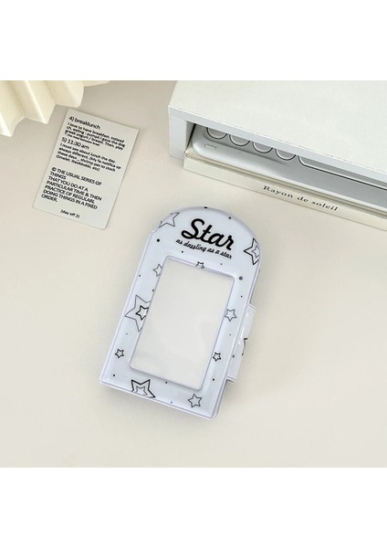 Siyah Stil Ins 3 Inç Yıldız Baskı Fotocard Tutucu Toka ile Kare Içi Boş Fotoğraf Albümü Idol Fotoğraf Kartı Tutucu Instax Depolama Toplama Kitap (Yurt Dışından)