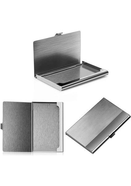 Ayna Stili Lazer Kazınmış Logo Yaratıcı Kartvizit Kutusu Paslanmaz Çelik Metal Kapaklı Kredi Kartı Kartvizitlik Kart Metal Cüzdan (Yurt Dışından) fırsatları