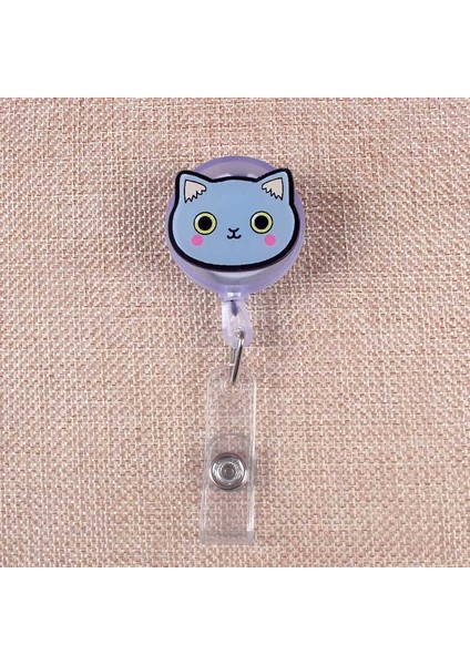 No.9 Tarzı Sevimli Renkler Kedi Geri Çekilebilir Yaratıcı Gri Kedi Rozet Makarası Öğrenci Hemşire Sergisi Enfermera Isim Kartı Göğüs Kız Erkek Kart Sahibinin (Yurt Dışından)