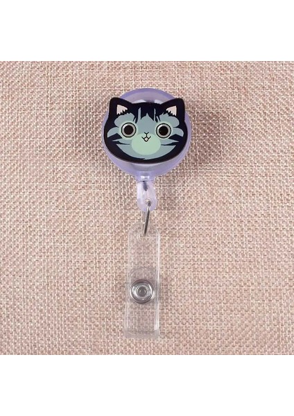 No.9 Tarzı Sevimli Renkler Kedi Geri Çekilebilir Yaratıcı Gri Kedi Rozet Makarası Öğrenci Hemşire Sergisi Enfermera Isim Kartı Göğüs Kız Erkek Kart Sahibinin (Yurt Dışından)