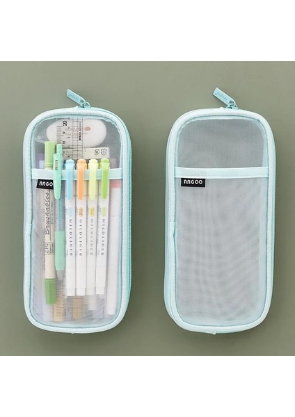 Yeşil Tarzı Şeffaf Kalem Kutusu Kore Moda Torbalar Basit Acıbadem Kurabiyesi Büyük Kapasiteli Kalem Çantası Öğrenciler Kırtasiye Okul Malzemeleri (Yurt Dışından)