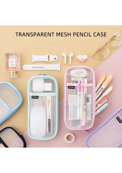 Yeşil Tarzı Şeffaf Kalem Kutusu Kore Moda Torbalar Basit Acıbadem Kurabiyesi Büyük Kapasiteli Kalem Çantası Öğrenciler Kırtasiye Okul Malzemeleri (Yurt Dışından) modelleri