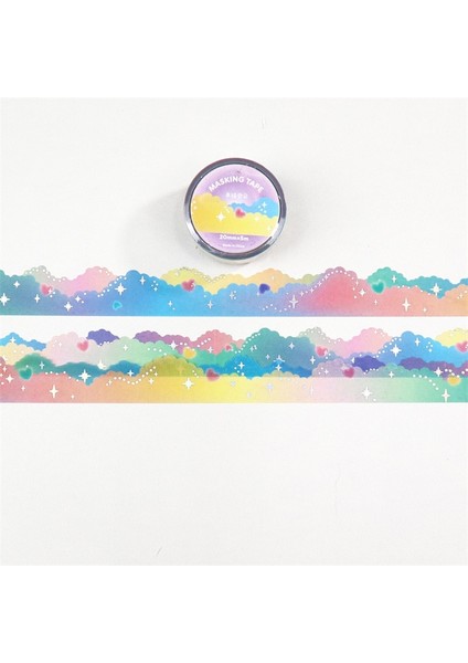 Gökkuşağı Tarzı Demir Gümüş Bulut Maskeleme Bandı Kawaii Manzara Scrapbooking Dıy Dekor Dergisi Kore Kırtasiye Dekoratif Bant (Yurt Dışından)