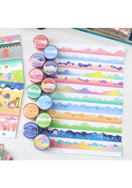Gökkuşağı Tarzı Demir Gümüş Bulut Maskeleme Bandı Kawaii Manzara Scrapbooking Dıy Dekor Dergisi Kore Kırtasiye Dekoratif Bant (Yurt Dışından) modelleri