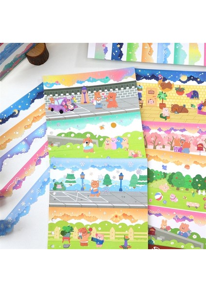 Gökkuşağı Tarzı Demir Gümüş Bulut Maskeleme Bandı Kawaii Manzara Scrapbooking Dıy Dekor Dergisi Kore Kırtasiye Dekoratif Bant (Yurt Dışından) fırsatları