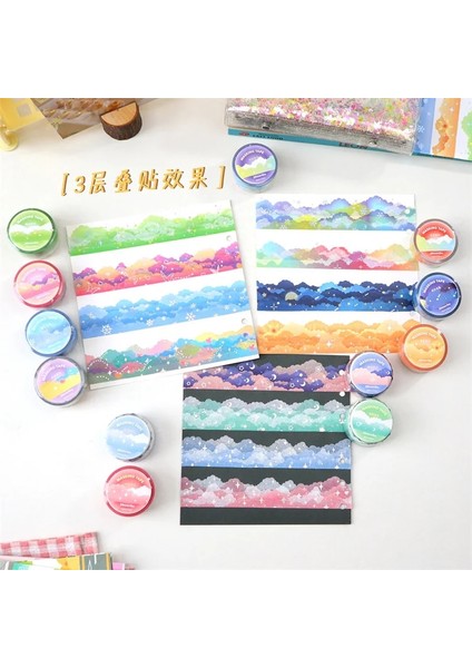 Gökkuşağı Tarzı Demir Gümüş Bulut Maskeleme Bandı Kawaii Manzara Scrapbooking Dıy Dekor Dergisi Kore Kırtasiye Dekoratif Bant (Yurt Dışından) indirimleri