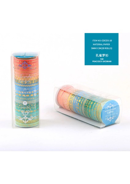 No.10 Tarzı Washi Bant Seti Altın Varak Dekoratif Yapışkan Bant Scrapbooking Şeritler Günlüğü Dekorasyon Kawaii Kırtasiye Maskeleme Bandı (Yurt Dışından)