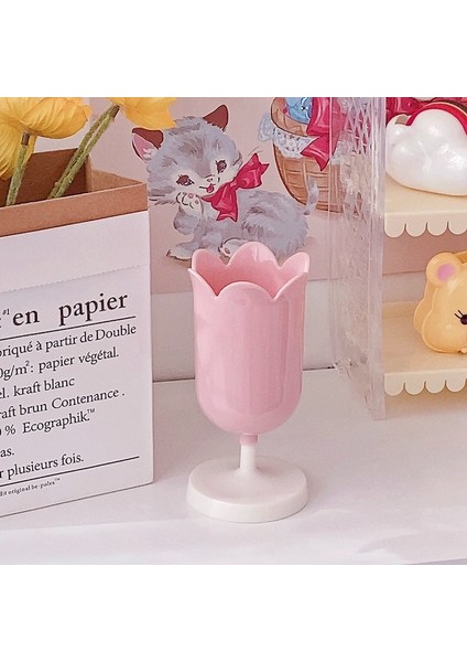 Pembe Tarzı Ins Yaprakları Kız Kalp Kalem Tutucu Makyaj Fırçası Depolama Kovası Vintage Çiçekler Fotoğraf Sahne Makyaj Tutucusu Ofis Masası (Yurt Dışından)