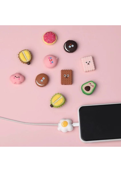Tarzı Arging Kablo Bite Koruyucu Veri Hattı Kablosu Sevimli Karikatür Yumuşak -Apple Android Için Pvc Kapak Tip-C Kola Avokado Çiçeği (Yurt Dışından)