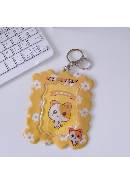 Sarı Tarzı Ins Sevimli Ayı Kart Tutucu Kampüs Otobüs Kartı Kordon Koruyucu Kapak Zincir Koruyucu Idol Fotoğraf Kollu Fotocardlar Kırtasiye (Yurt Dışından)