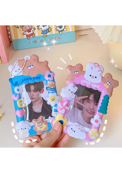 Sarı Tarzı Ins Sevimli Ayı Kart Tutucu Kampüs Otobüs Kartı Kordon Koruyucu Kapak Zincir Koruyucu Idol Fotoğraf Kollu Fotocardlar Kırtasiye (Yurt Dışından) modelleri