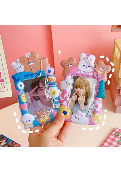 Sarı Tarzı Ins Sevimli Ayı Kart Tutucu Kampüs Otobüs Kartı Kordon Koruyucu Kapak Zincir Koruyucu Idol Fotoğraf Kollu Fotocardlar Kırtasiye (Yurt Dışından) indirimleri