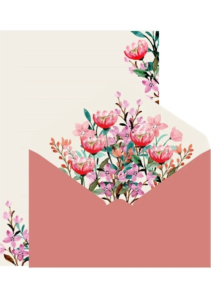 Begonya Çiçek Stili Mektup Kağıtları Seti ile Vintage Çiçek Desenli Zarflar Doğum Günü Partisi Düğün Davetiyesi Çantaları Kawaii Kırtasiye Okul Malzemeleri (Yurt Dışından)