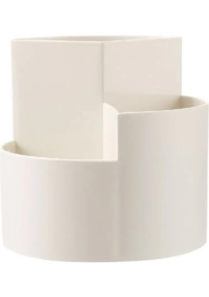 Beyaz Stil Yüksek Kapasiteli Yuvarlak Anti-Deforme Plastik Kalem Tutucu Ofis Kırtasiye Kutusu 3 Izgaralar Depolama Tutucu Kalem Saklama Kutusu (Yurt Dışından)